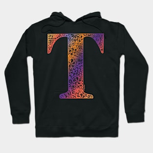 Floral Letter T - Capital Letter Sunset Hoodie